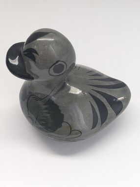 Vintage Hand Painted Mexican Ceramic Duck Figurine 3.5" Cultural Ornament